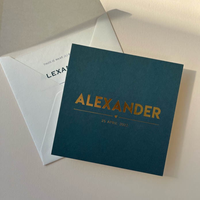 alexander-strak-minimalistisch-geboortekaartje-jeansblauw-foliedruk2