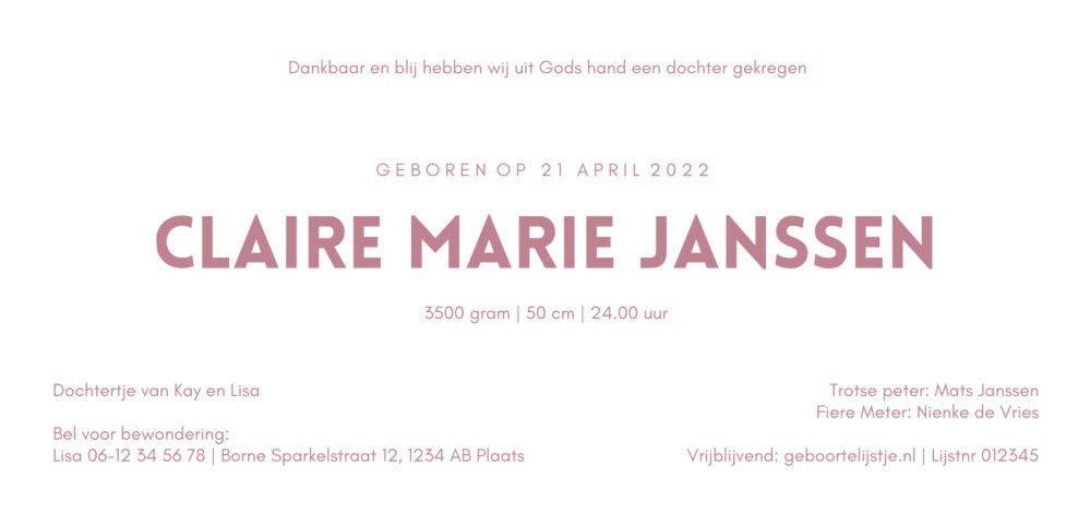 Modern geboortekaartje met goudfolie op velvet
