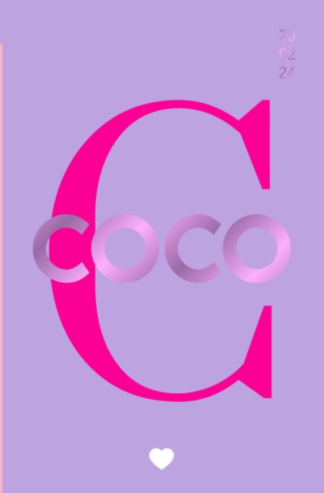 Fluoriserend geboortekaartje met roze naam voor Coco