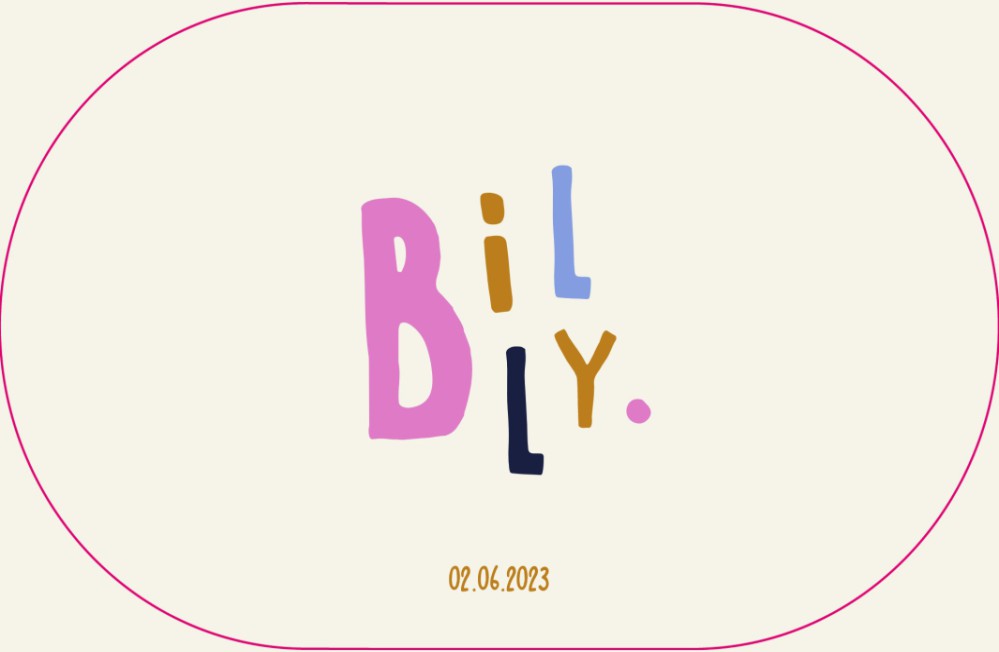 Speels geboortekaartje in ovale vorm voor billy