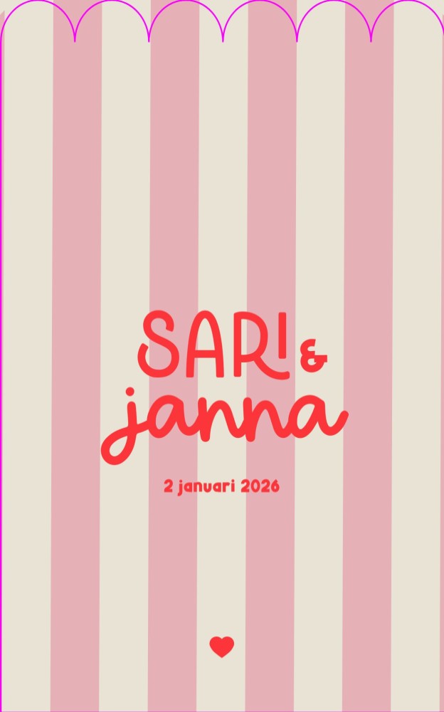 Geboortekaartje met strepen en ronde boogjes voor tweeling meisjes