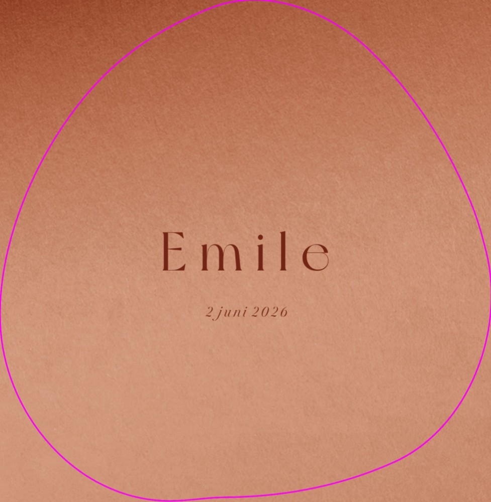 Organisch rond geboortekaartje voor Emile
