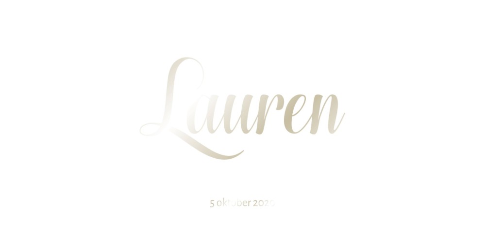 Luxe geboortekaart voor een meisje met wit gouden foliedruk