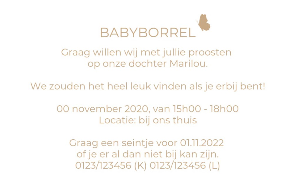 Luxe babyborrel kaartje met folie 8,5x5,5cm