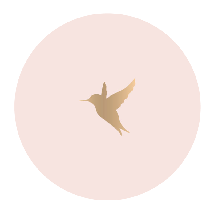 Sluitsticker roze, goud vogeltje