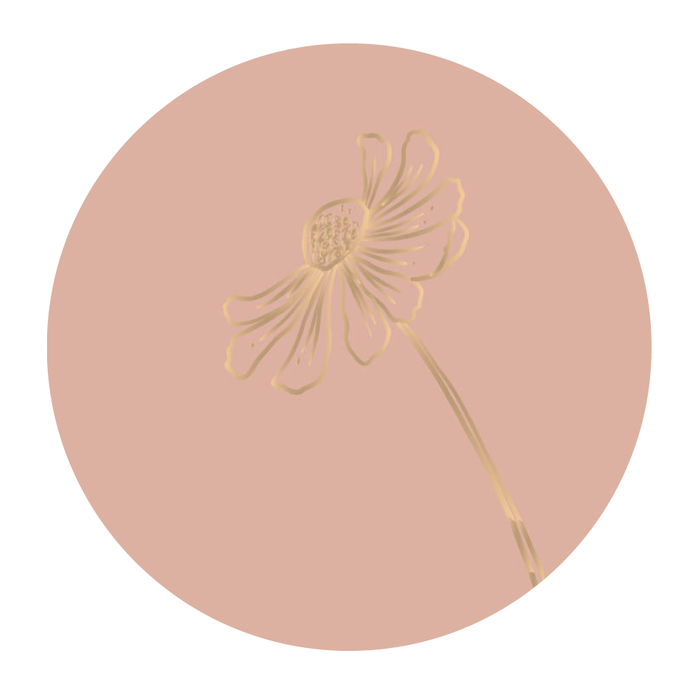 Sluitsticker oudroze, gouden bloem