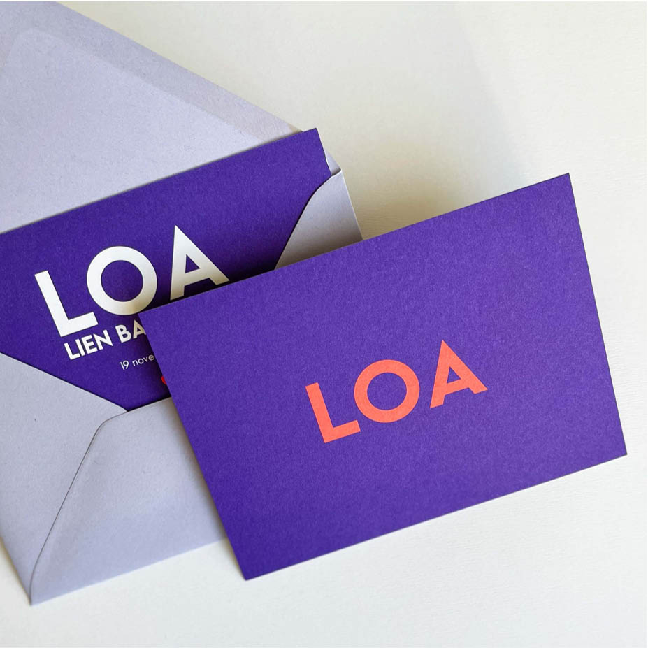 Strak design papier 400gr + neon inkt | origineel kaartje Lauren