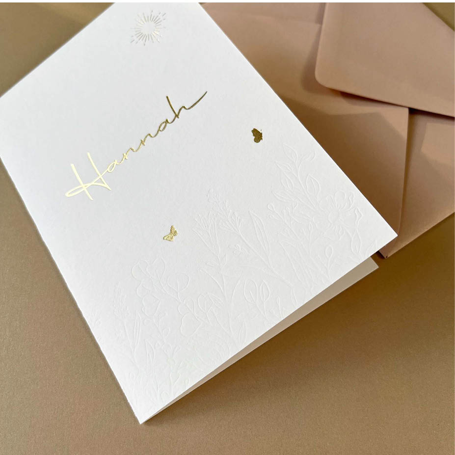 Gmund 300gr + goudfolie + reliëfdruk | Maatwerk