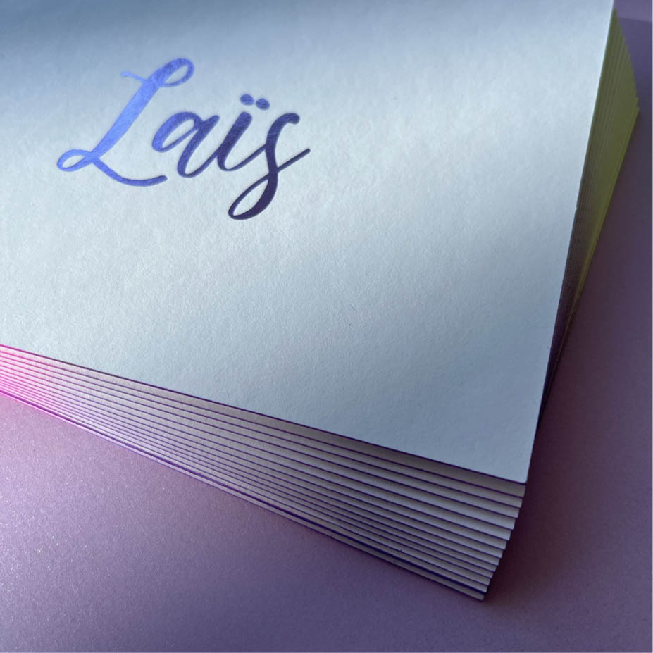 Multiloft 480gr + lila folie + kleur op snede | Origineel kaartje Celeste