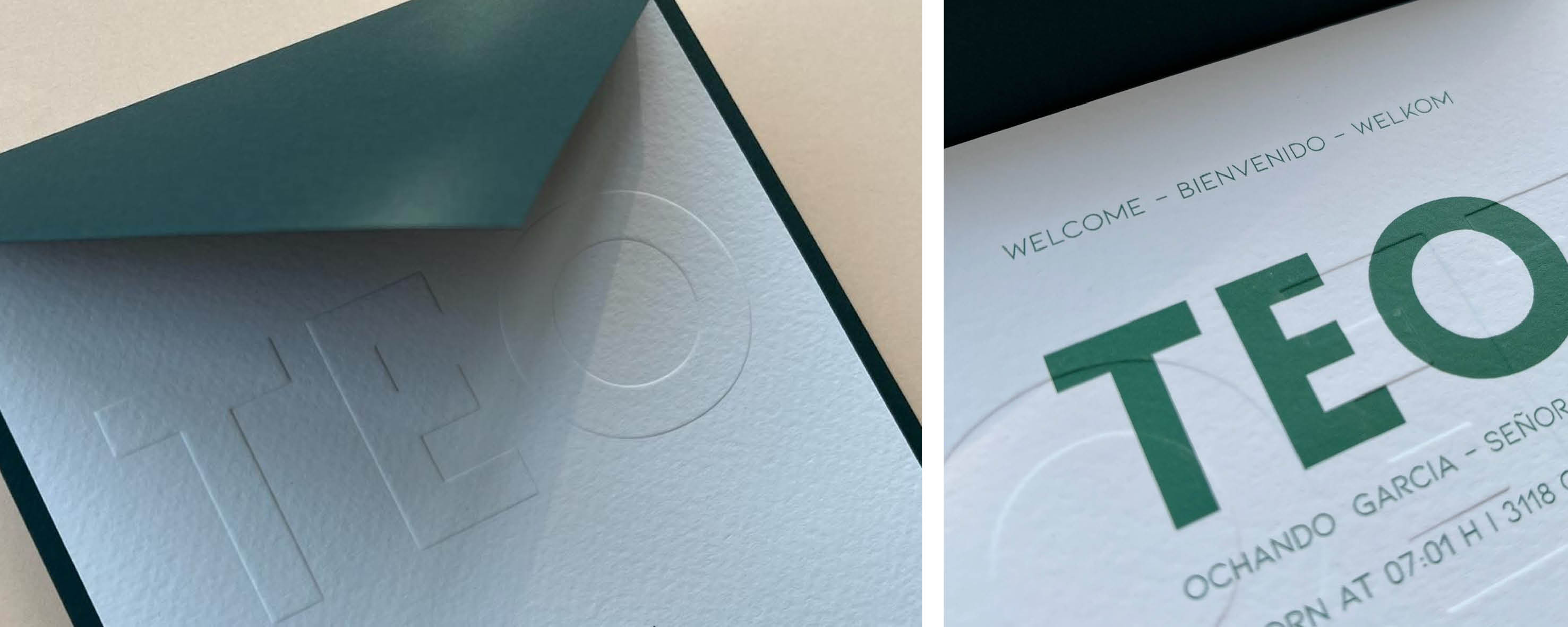 Teo is gedrukt op papier Gebobbeld met reliëfdruk.