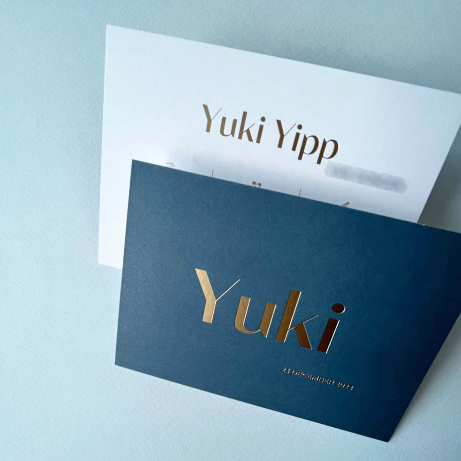 Strak designpapier 800gr + matte goudfolie | Origineel kaartje Kae