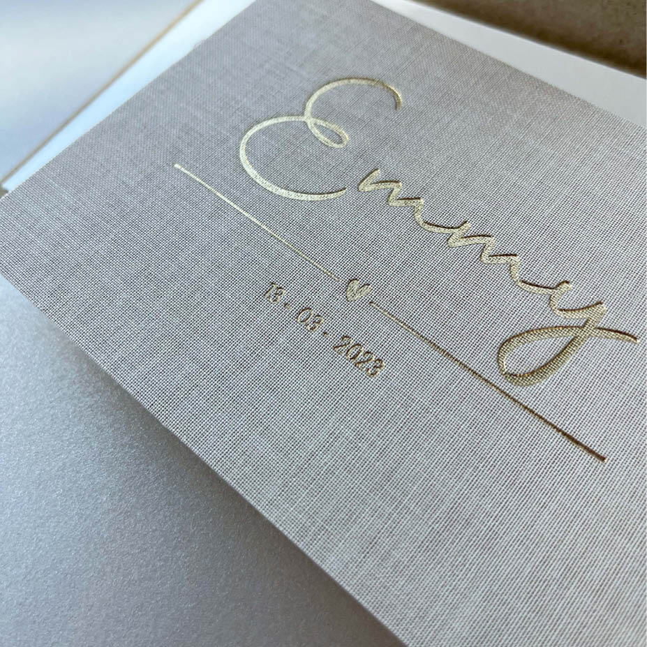 Beige linnen + goudfolie | Origineel kaartje Doris