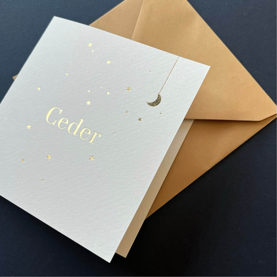 Reliëfpapier + goudfolie | Origineel kaartje Billie-Rose