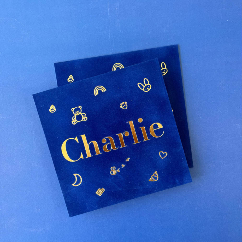 Velvet koningsblauw + goudfolie | Ontwerp aangeleverd © by Charlie's mama
